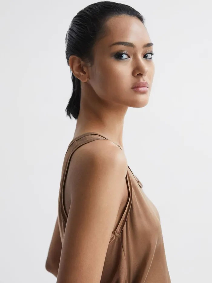 Women Riley Silk Front Vest Bronze Reiss TShirts and Vests
