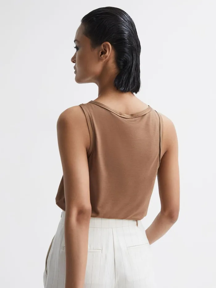 Women Riley Silk Front Vest Bronze Reiss TShirts and Vests