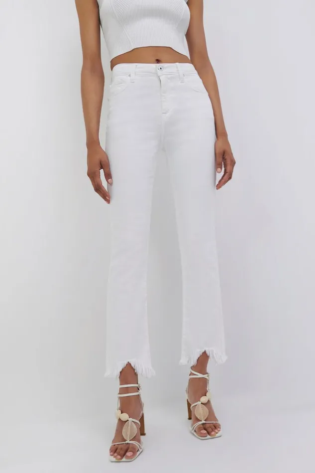 Women River Straight Leg Denim Distressed White Jonathan Simkhai Pants and Bottoms