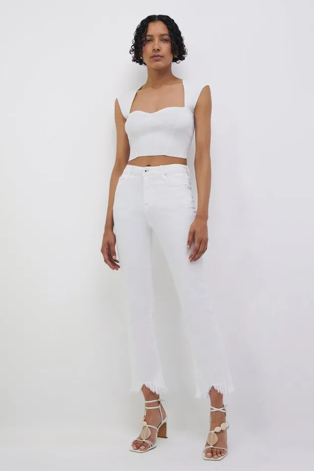 Women River Straight Leg Denim Distressed White Jonathan Simkhai Pants and Bottoms