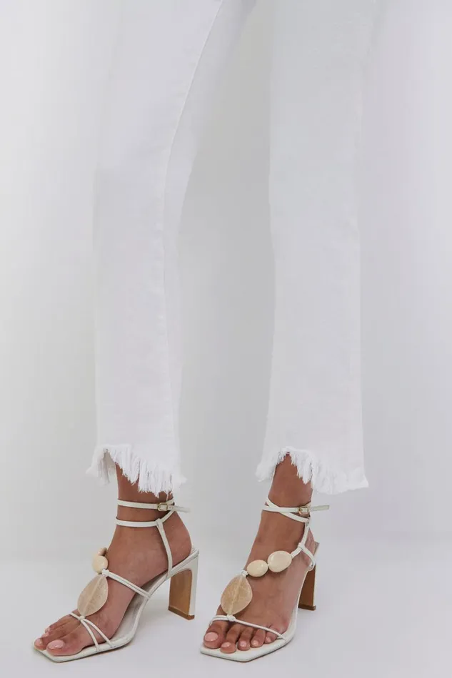 Women River Straight Leg Denim Distressed White Jonathan Simkhai Pants and Bottoms