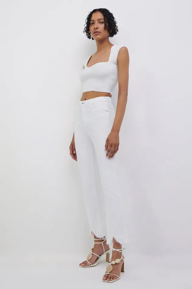 Women River Straight Leg Denim Distressed White Jonathan Simkhai Pants and Bottoms