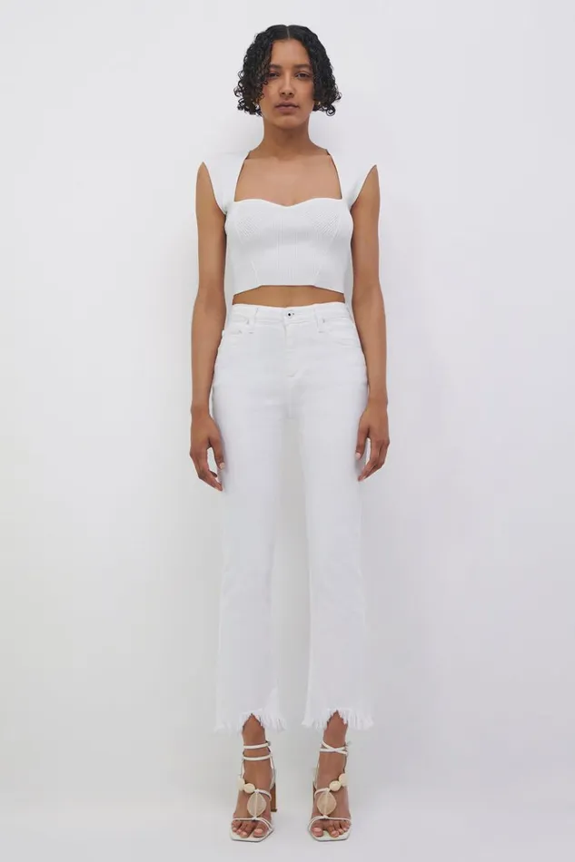 Women River Straight Leg Denim Distressed White Jonathan Simkhai Pants and Bottoms