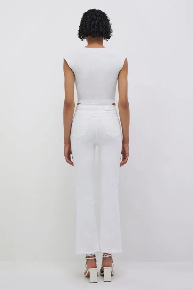 Women River Straight Leg Denim Distressed White Jonathan Simkhai Pants and Bottoms