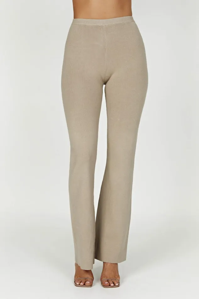 Women Rosetta Flare Knit Pants 8211 Taupe Taupe Meshki Pants