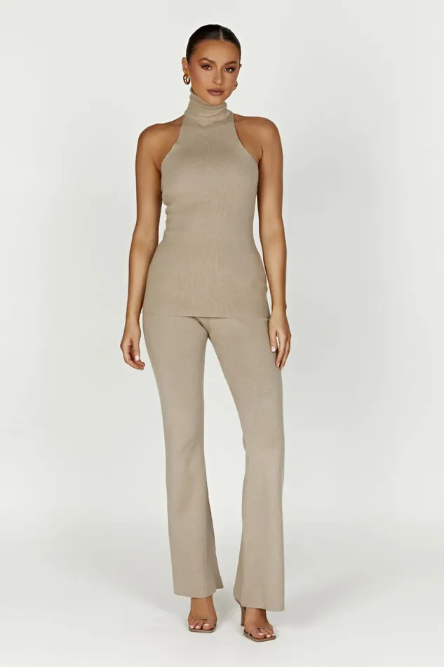 Women Rosetta Flare Knit Pants 8211 Taupe Taupe Meshki Pants