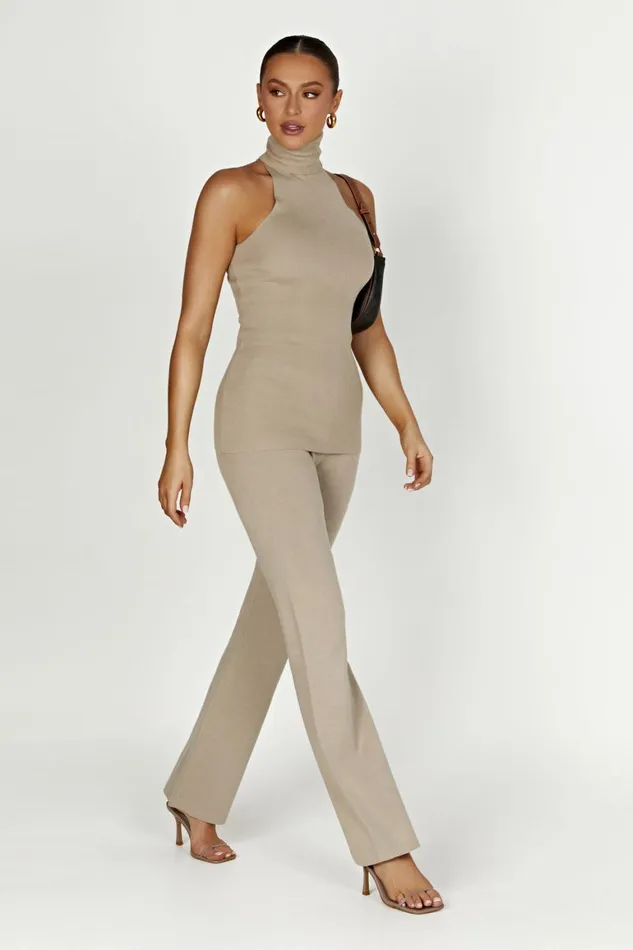 Women Rosetta Flare Knit Pants 8211 Taupe Taupe Meshki Pants