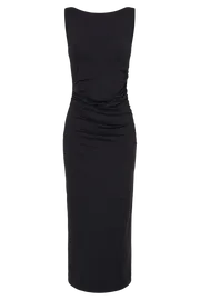 Women Rosita Recycled Nylon Backless Midi Dress 8211 Black Black Meshki Wedding Guests