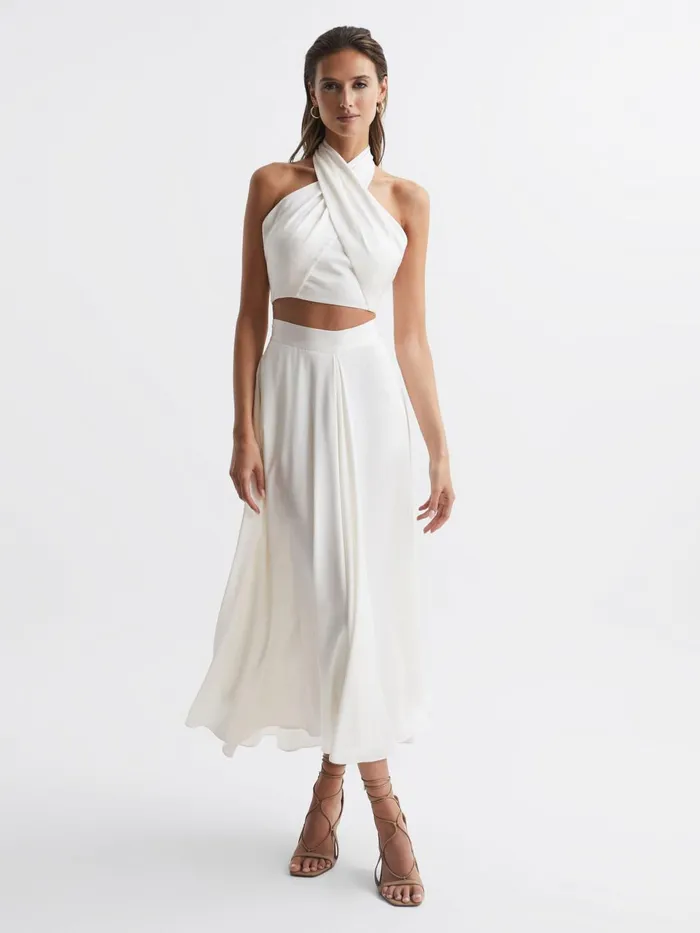 Women Ruby Occasion Maxi Skirt Ivory Reiss Skirts