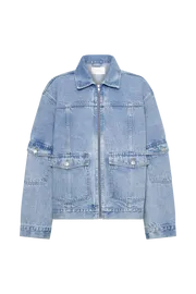Women Rylee Oversized Denim Jacket 8211 Mid Blue Mid Blue Meshki Denim
