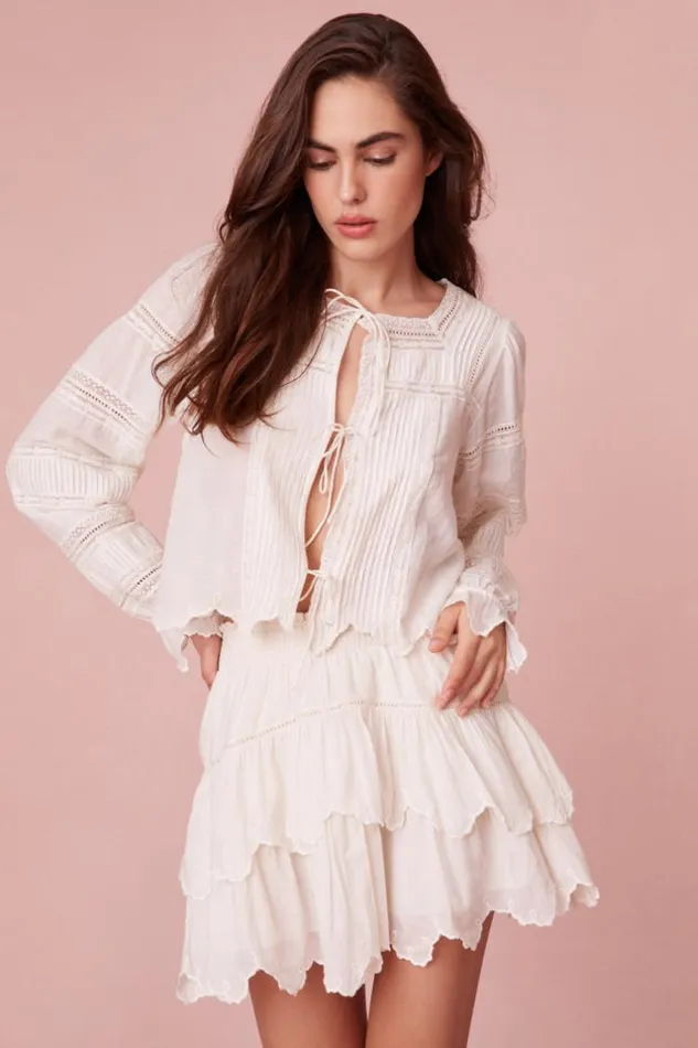 Women Sanra Embroidered Blouse Optic White LoveShackFancy Tops Women Sanra Embroidered Blouse Optic White LoveShackFancy Tops
