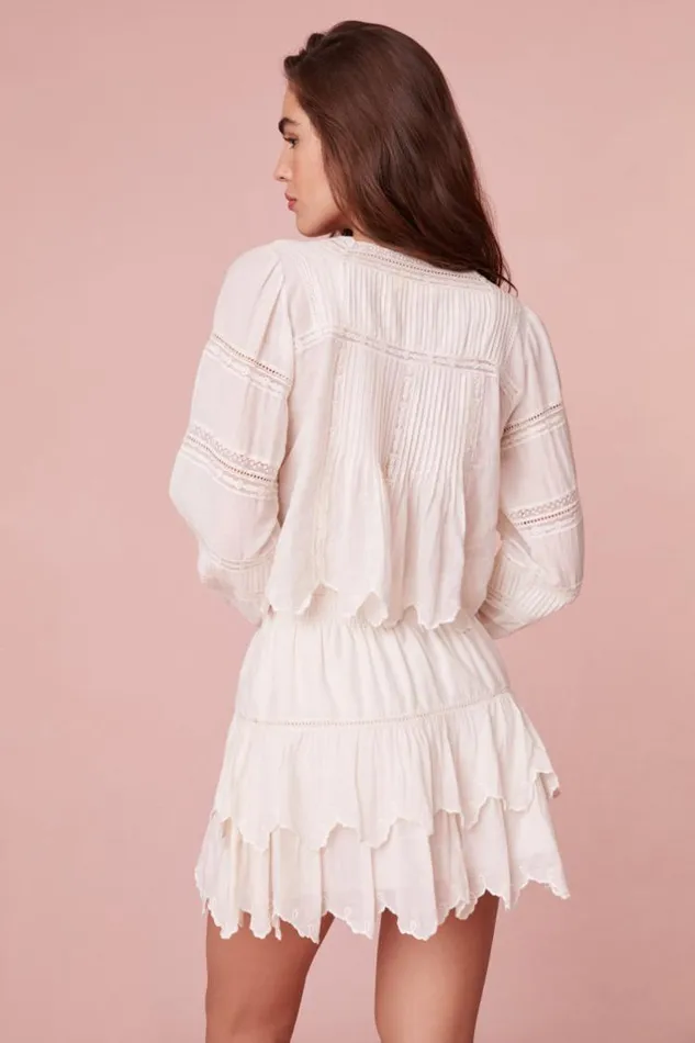 Women Sanra Embroidered Blouse Optic White LoveShackFancy Tops Women Sanra Embroidered Blouse Optic White LoveShackFancy Tops