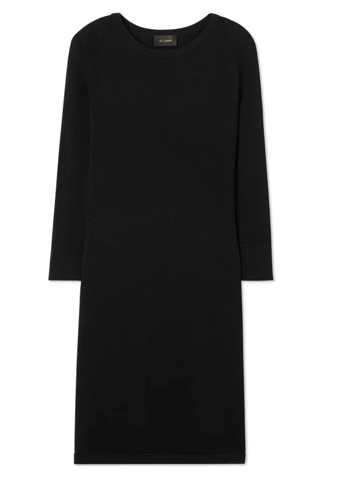 Women Santiago Knit Bateau Dress Black St John Workwear Dresses