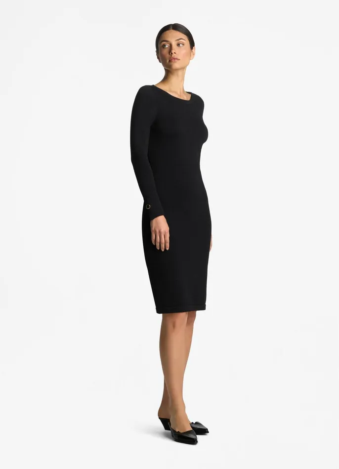 Women Santiago Knit Bateau Dress Black St John Workwear Dresses Women Santiago Knit Bateau Dress Black St John Workwear Dresses