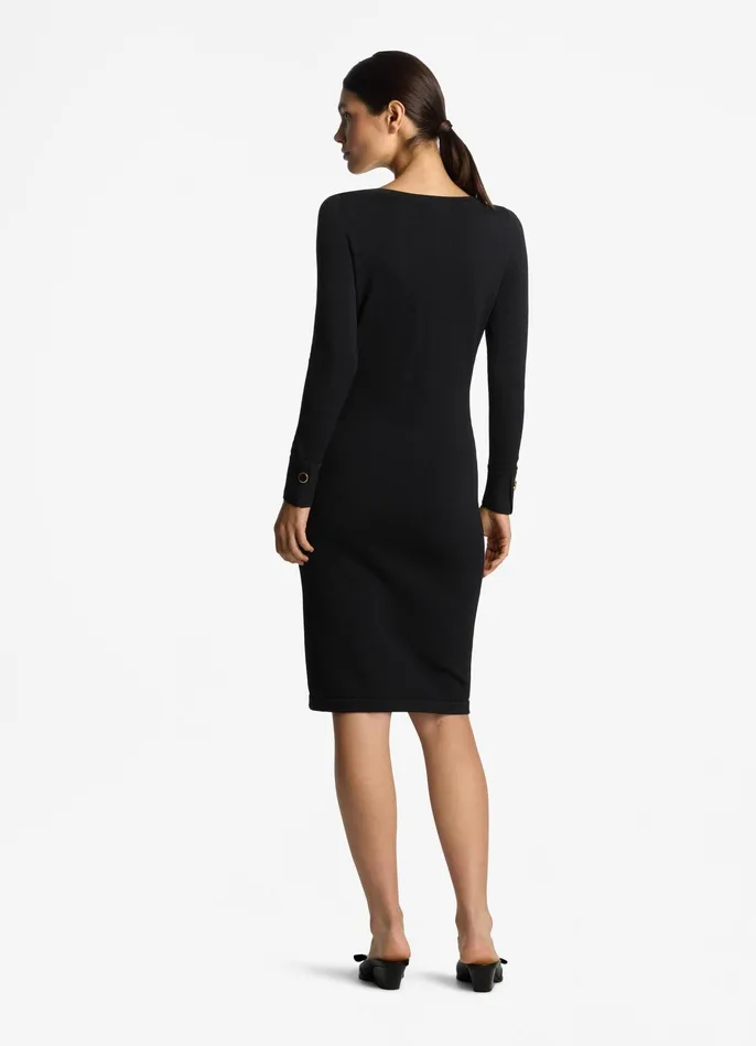 Women Santiago Knit Bateau Dress Black St John Workwear Dresses Women Santiago Knit Bateau Dress Black St John Workwear Dresses