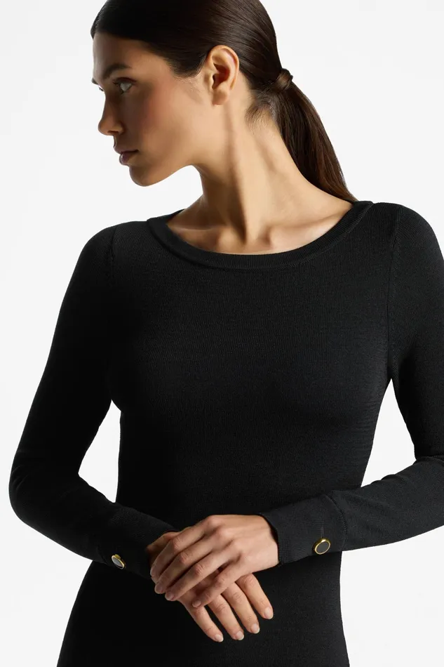 Women Santiago Knit Bateau Dress Black St John Workwear Dresses Women Santiago Knit Bateau Dress Black St John Workwear Dresses