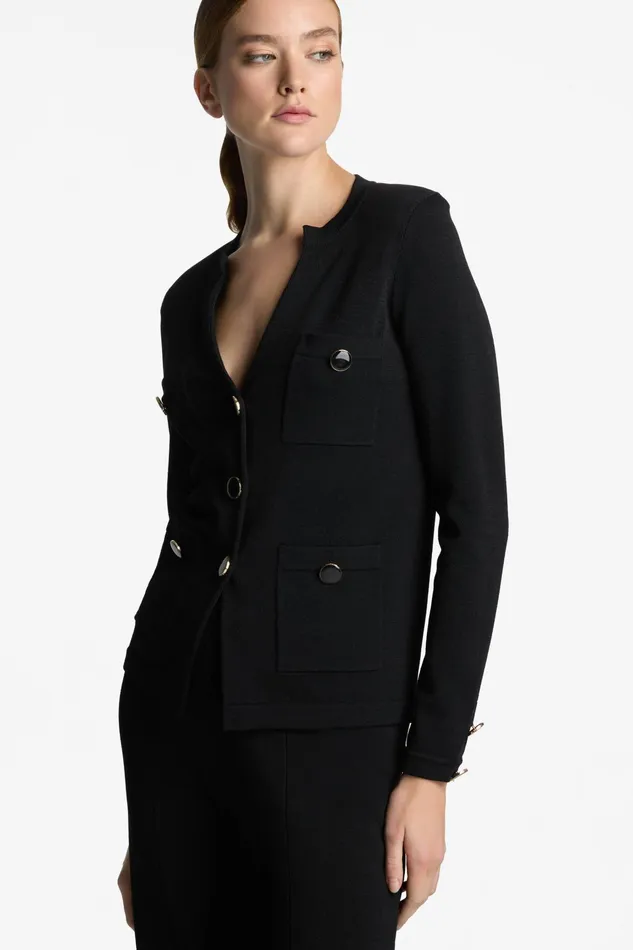 Women Santiago Knit Button Jacket Black St John Jackets and Coats Women Santiago Knit Button Jacket Black St John Jackets and Coats
