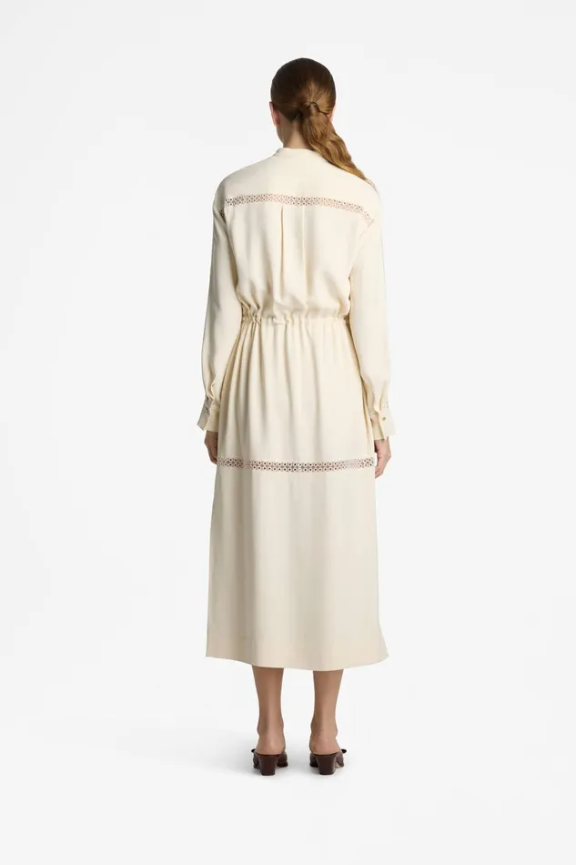 Women Satin Back Crepe Dress Ecru St John Elevated Essentials Women Satin Back Crepe Dress Ecru St John Elevated Essentials