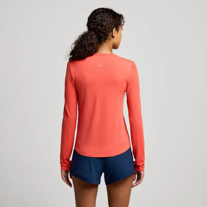 Women Saucony Tops Stopwatch Long Sleeve Cayenne Heather