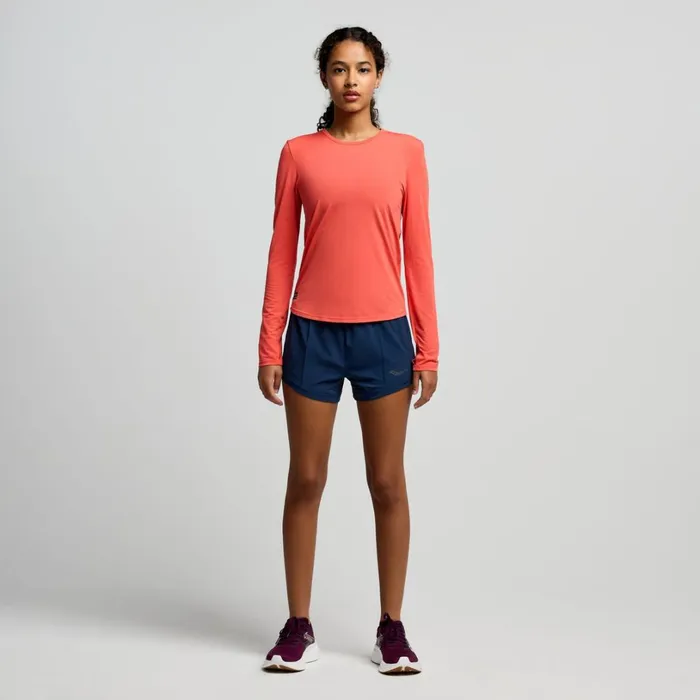 Women Saucony Tops Stopwatch Long Sleeve Cayenne Heather