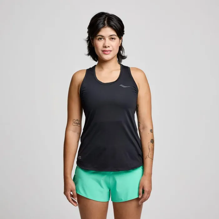 Women Saucony Tops Stopwatch Singlet Black
