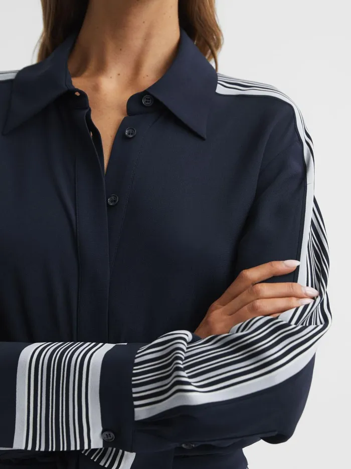 Women Selma Long Sleeve Jumpsuit Navy Reiss Jumpsuits