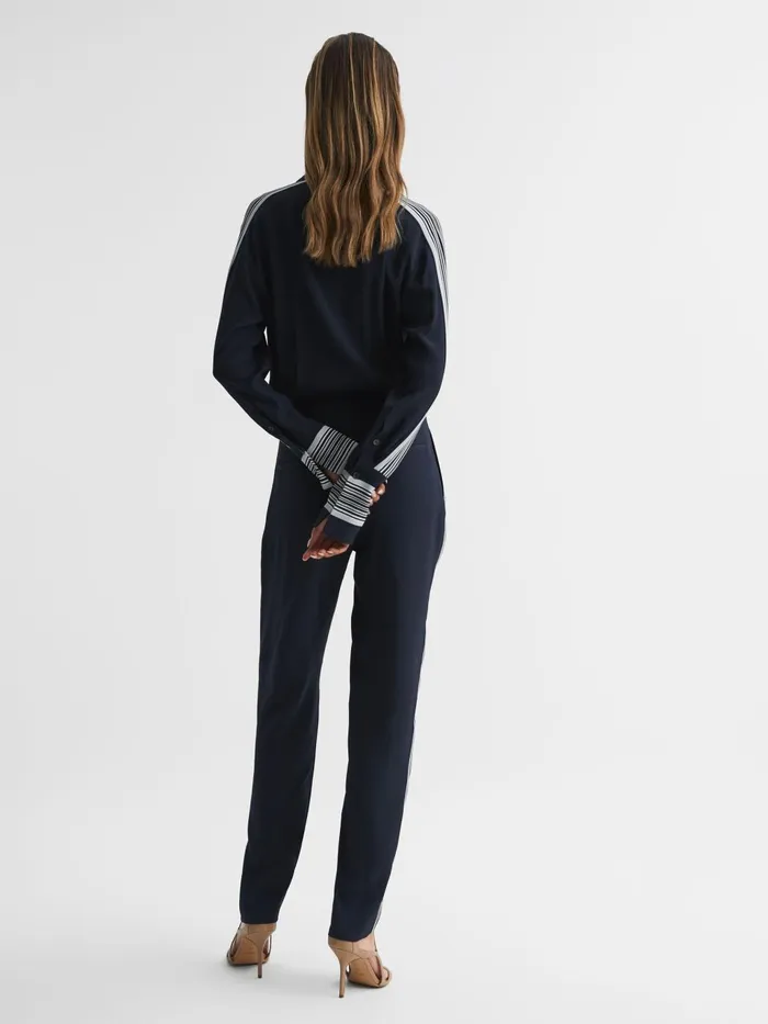 Women Selma Long Sleeve Jumpsuit Navy Reiss Jumpsuits