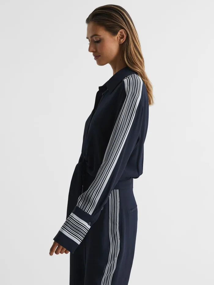 Women Selma Long Sleeve Jumpsuit Navy Reiss Jumpsuits