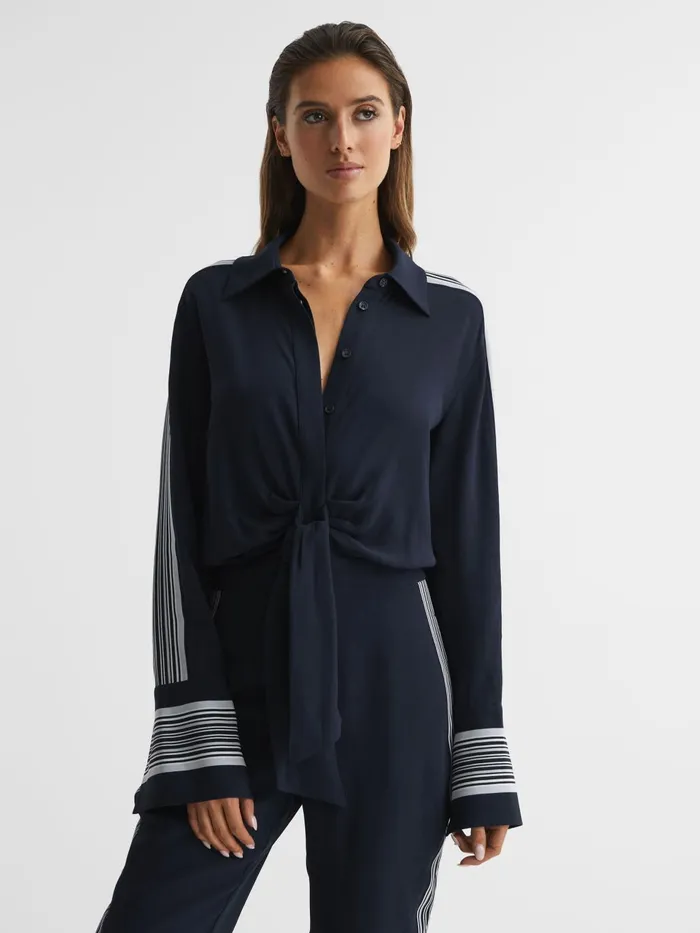 Women Selma Long Sleeve Jumpsuit Navy Reiss Jumpsuits