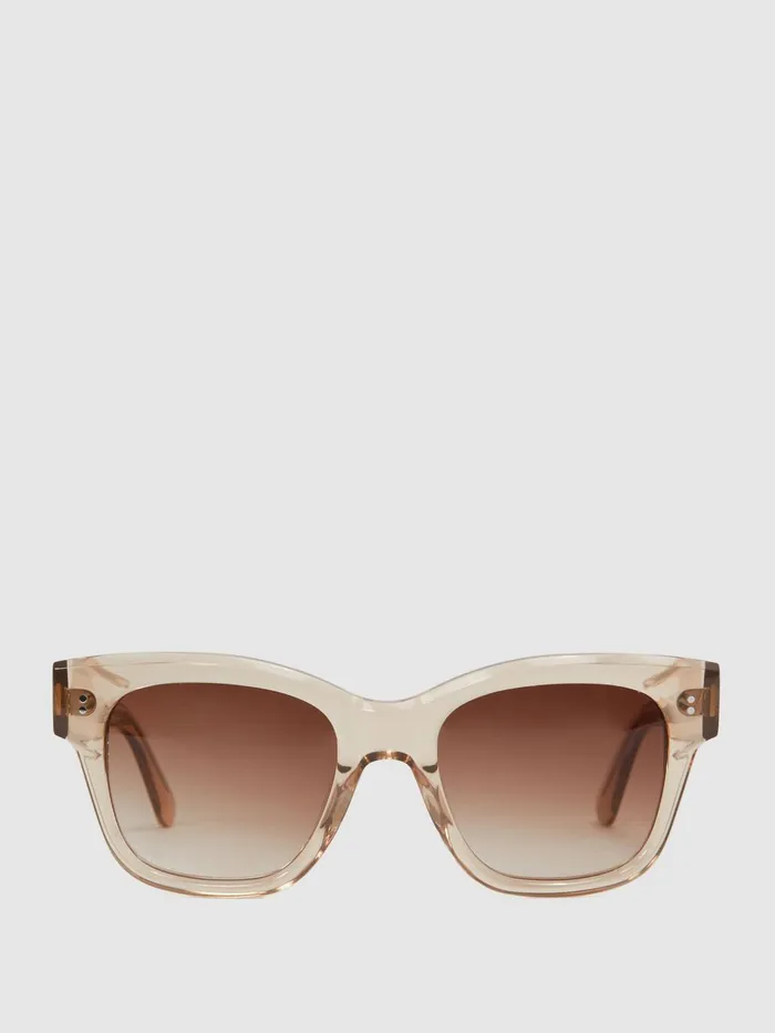Women Seven Chimi Large Frame Acetate Sunglasses Ecru Reiss Sunglasses