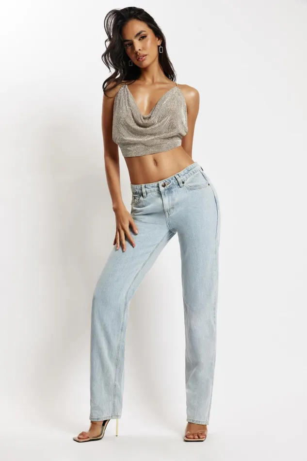 Women Shanice Glomesh Drape Top 8211 Gold Gold Meshki Crop Tops