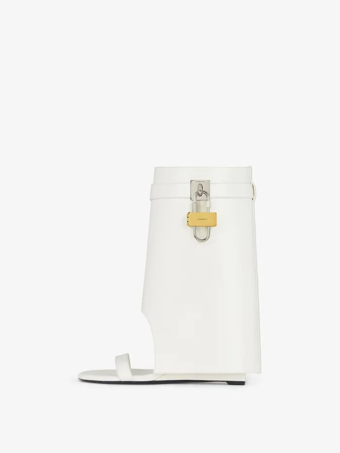 Women Shark Lock Givenchy Shark Lock Sandal Boots In Leather Ivory