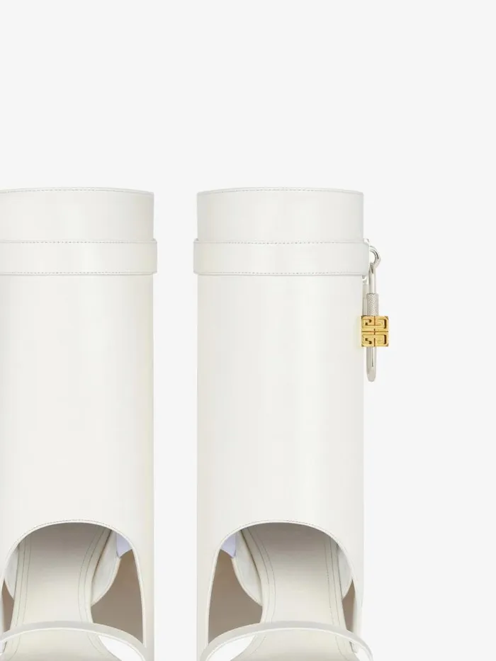 Women Shark Lock Givenchy Shark Lock Sandal Boots In Leather Ivory