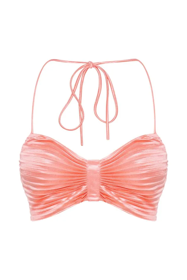 Women Shirin Pleated Halter Top 8211 Rosewater Rosewater Meshki Crop Tops Women Shirin Pleated Halter Top 8211 Rosewater Rosewater Meshki Crop Tops