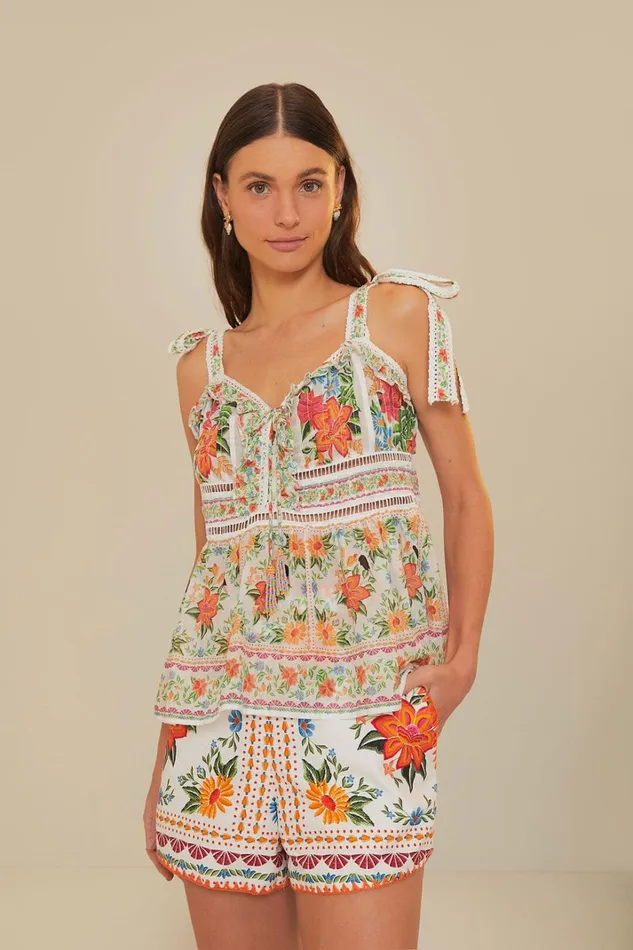 Women Shorts Farm Rio Bloom Garden EuroflaxPremium Linen Shorts