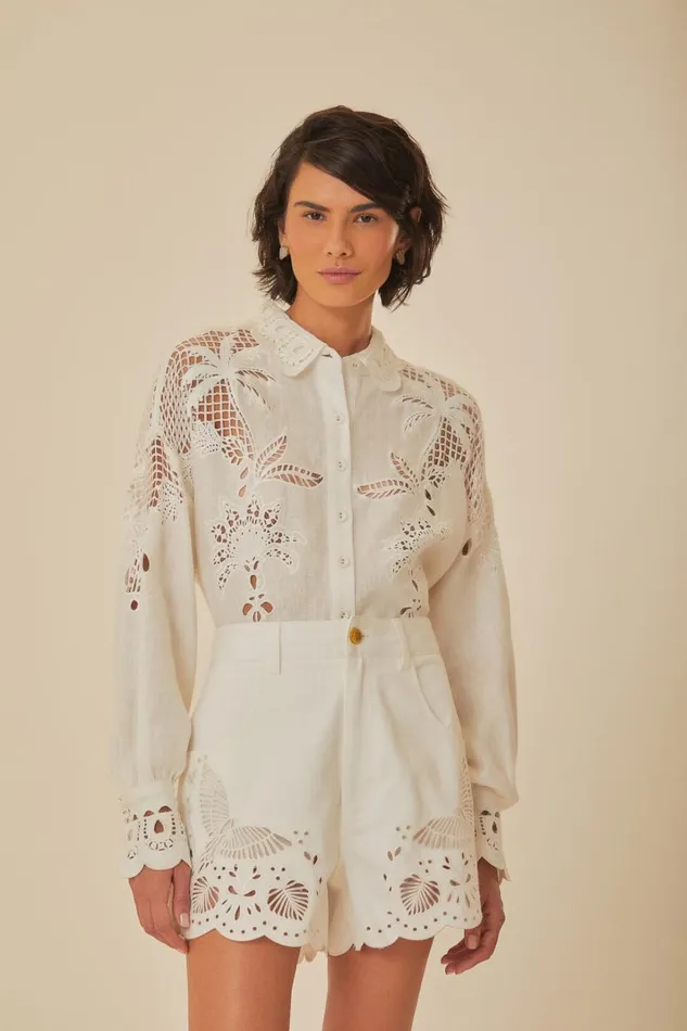 Women Shorts Farm Rio Richelieu Embroidered Shorts