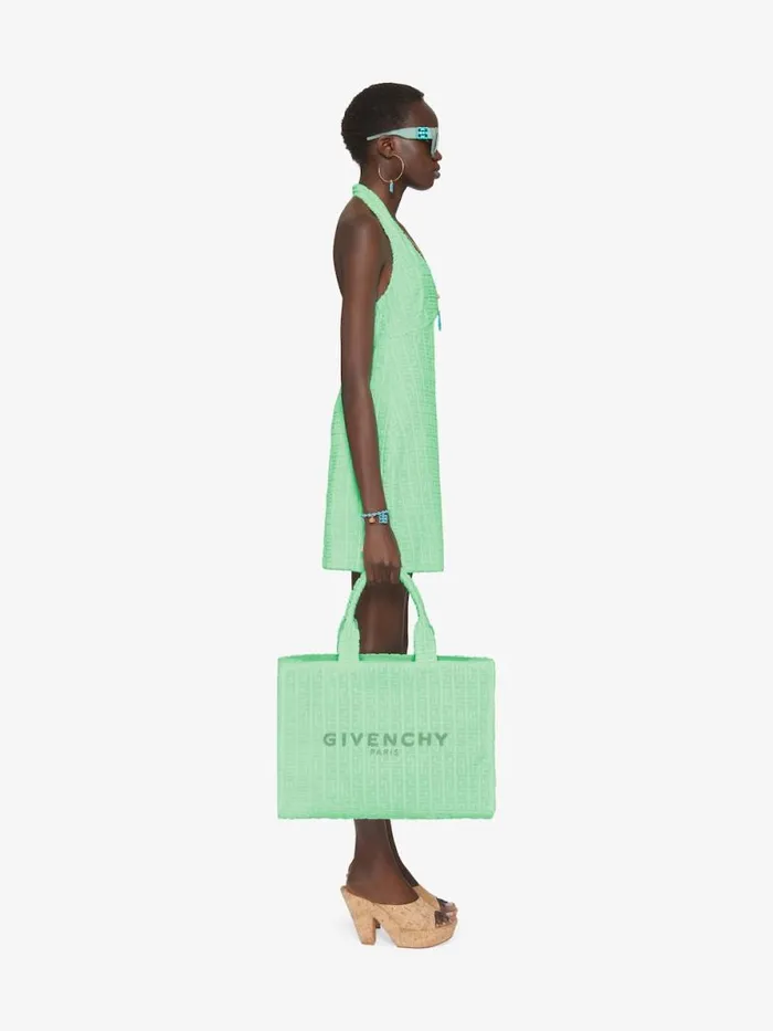 Women Shoulder Bags Givenchy Medium GTote Bag In 4G Cotton Towelling Aqua Green