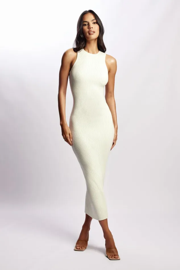 Women Sienna Knit Midi Dress 8211 White White Meshki Midi Dresses