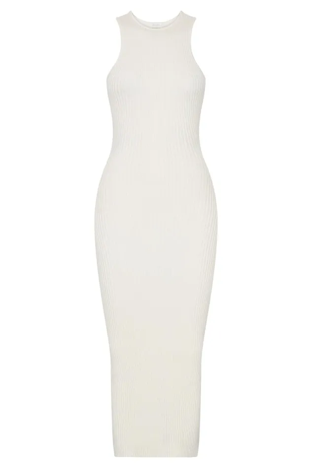Women Sienna Knit Midi Dress 8211 White White Meshki Midi Dresses