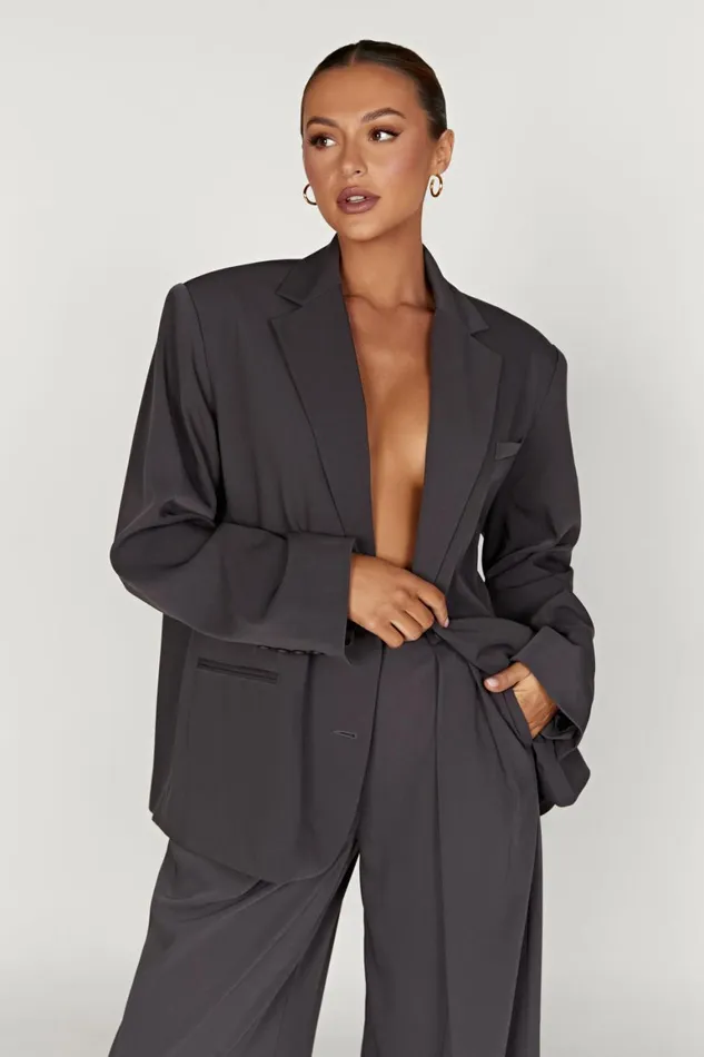 Women Simone Oversized Blazer 8211 Charcoal Charcoal Meshki Blazers