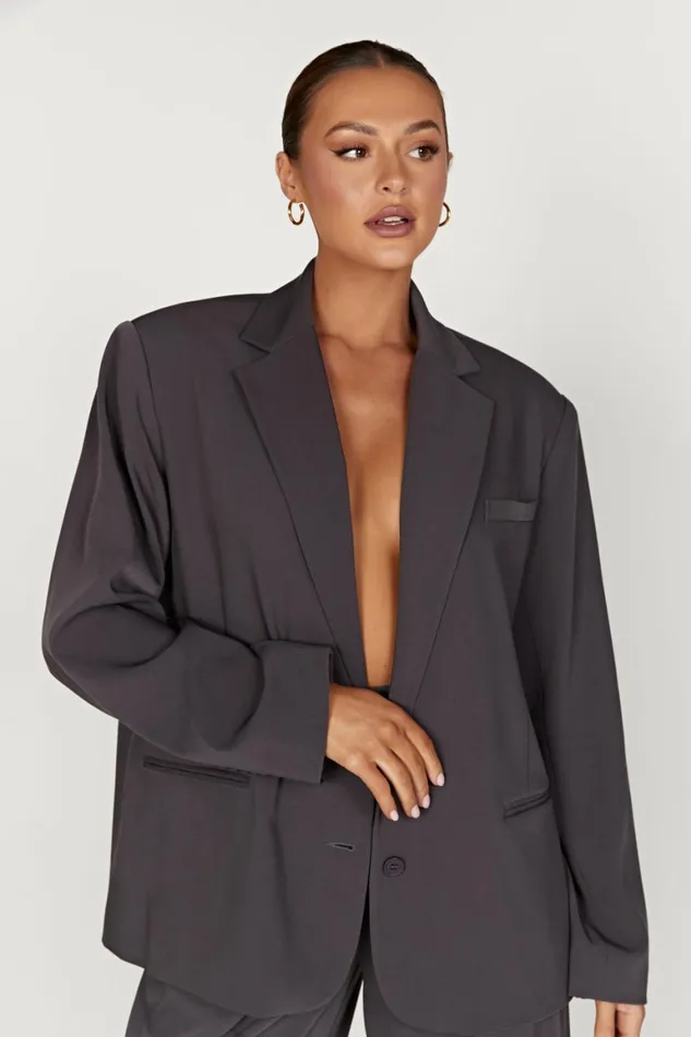 Women Simone Oversized Blazer 8211 Charcoal Charcoal Meshki Blazers