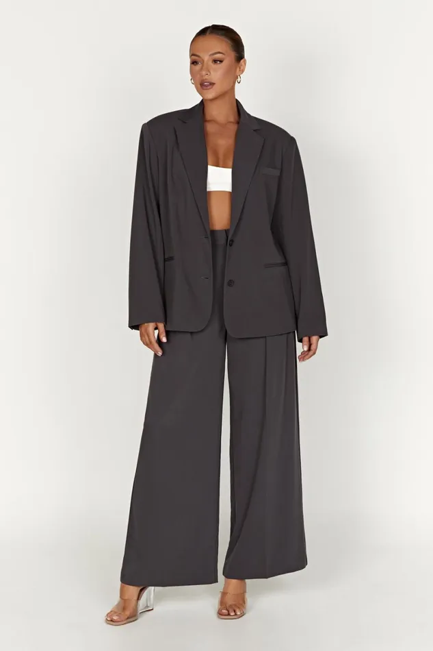 Women Simone Oversized Blazer 8211 Charcoal Charcoal Meshki Blazers