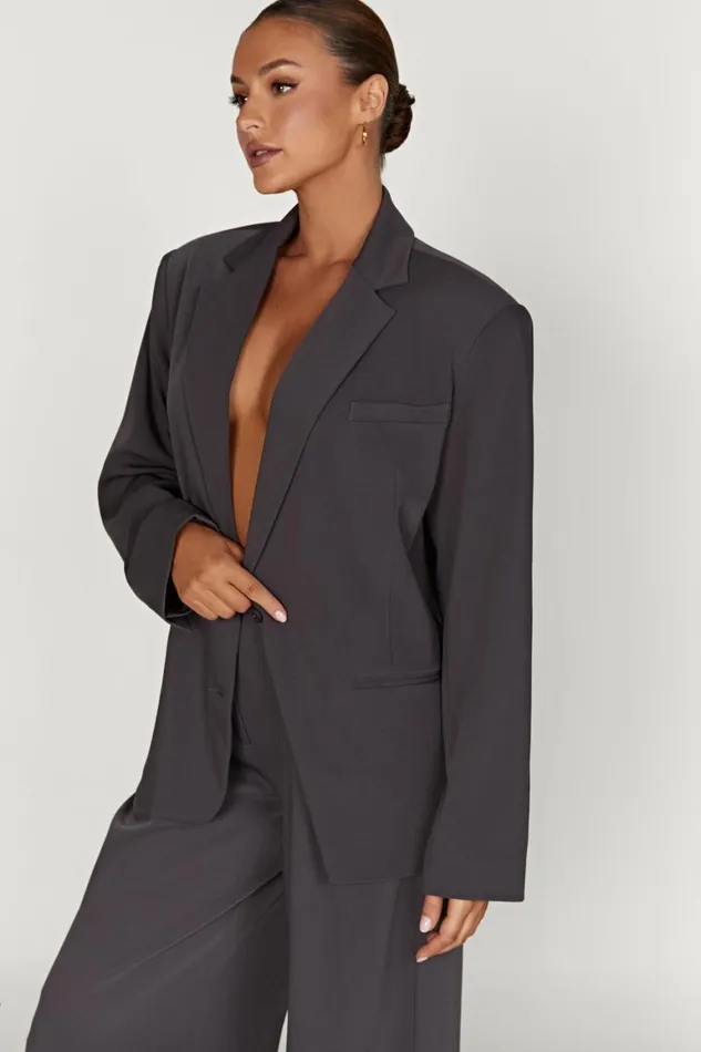 Women Simone Oversized Blazer 8211 Charcoal Charcoal Meshki Blazers
