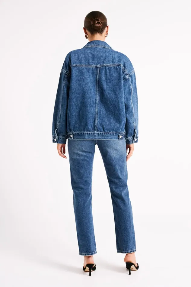 Women Sion Oversized Denim Jacket 8211 Dark Blue Darkblue Meshki Denim