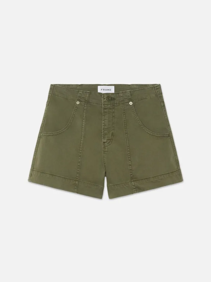 Women Skirts and Shorts FRAME Clean Utility Short 8212 Washed Winter Moss