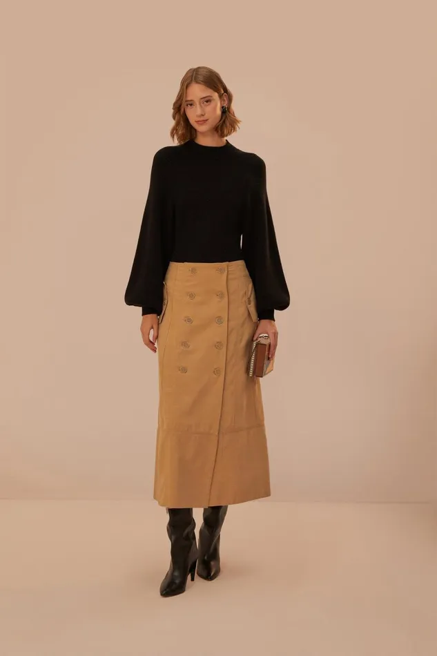 Women Skirts Farm Rio Brown Yoked Midi Skirt