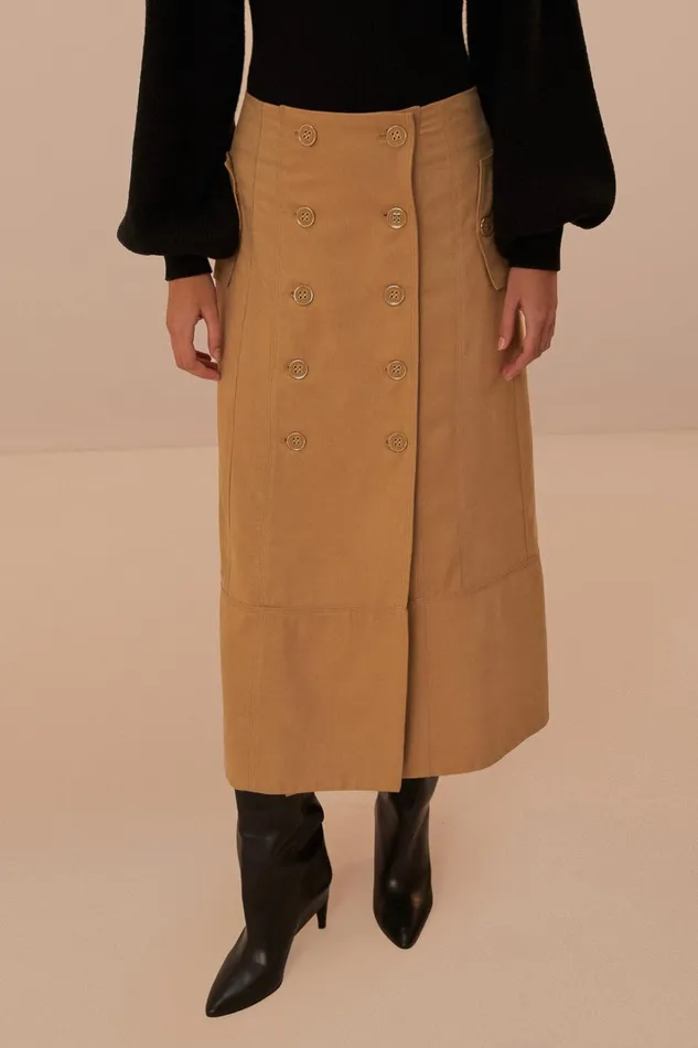 Women Skirts Farm Rio Brown Yoked Midi Skirt