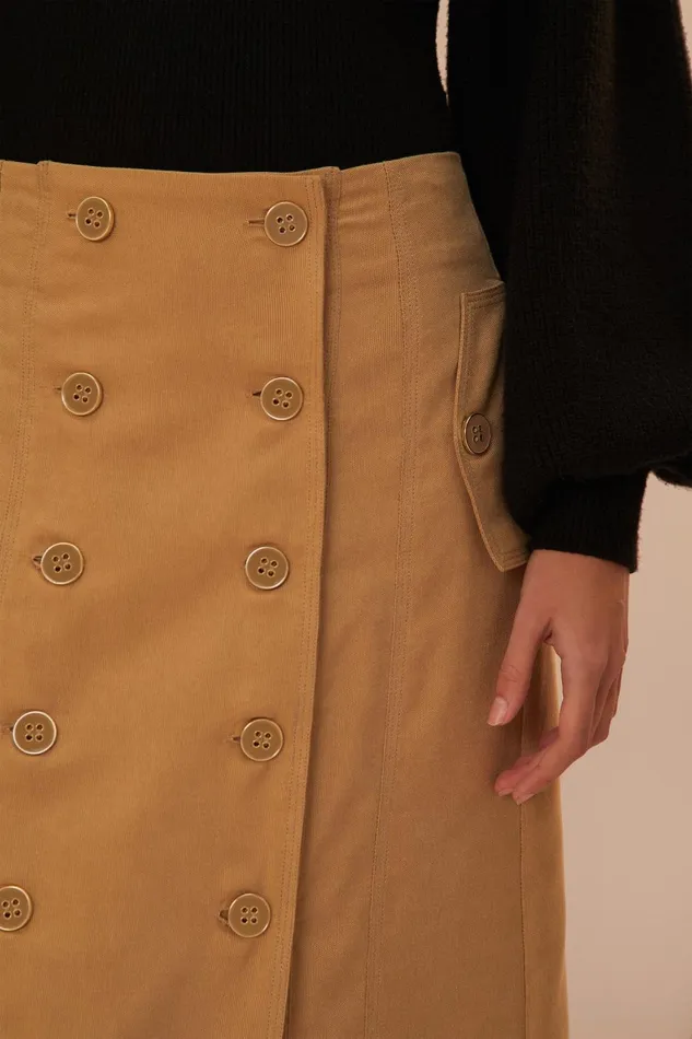 Women Skirts Farm Rio Brown Yoked Midi Skirt