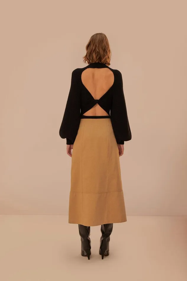 Women Skirts Farm Rio Brown Yoked Midi Skirt