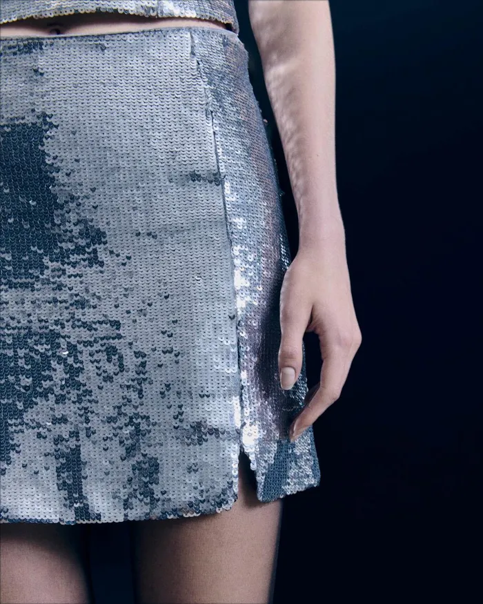 Women Skirts From Future Mini Sequins Skirt Silver